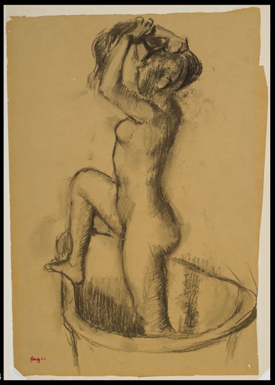 Vrouw Staand in een Badkuip, ca.1890-92 door Edgar Degas