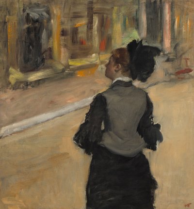 Vrouw van Achteren Bekeken (Bezoek aan het Museum) door Edgar Degas