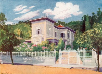 Residentie van de heer Joseph Walker, Petropolis (kleur litho) door Edgar L. Pattison