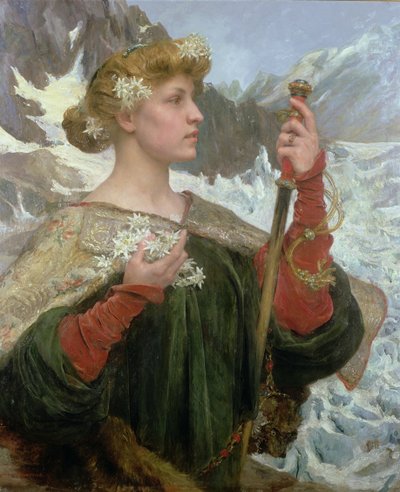 Edelweiss (olieverf op paneel) door Edgar Maxence