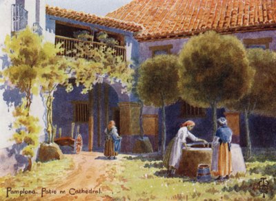 Noord-Spanje: Pamplona, Een Patio bij de Kathedraal door Edgar T. A. Wigram