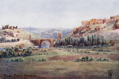 Noord-Spanje: Toledo, brug van Alcantara, vanaf de Illescas-weg door Edgar T. A. Wigram