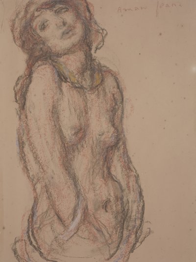 Naakt (krijt op papier) door Edmond François Aman Jean