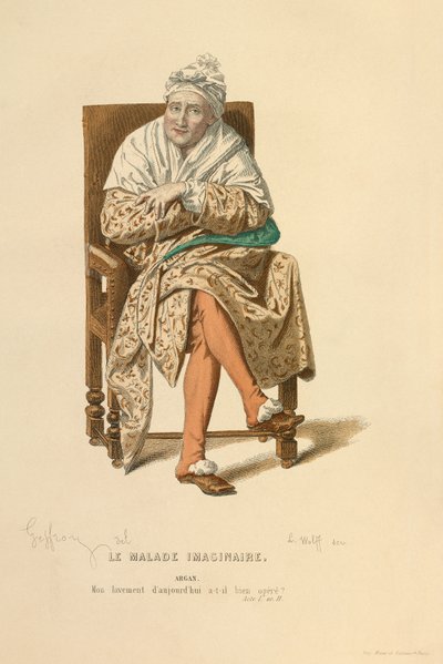 Kostuum voor de rol van Argan, c.1868 (gravure) door Edmond Aime Florentin Geffroy