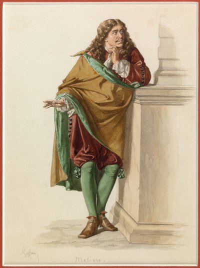 Portret van Moliere, c.1870 (aquarel) door Edmond Aime Florentin Geffroy
