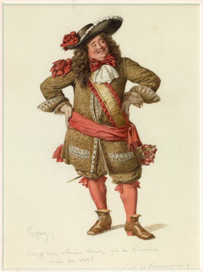 Portret van Monsieur de Pourceaugnac, ca. 1870 (aquarel) door Edmond Aime Florentin Geffroy
