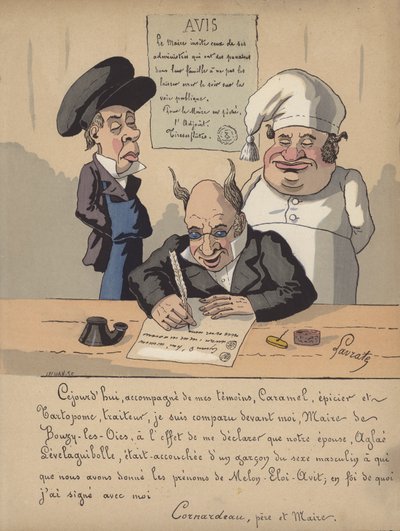 Een burgemeester die een aankondiging schrijft door Edmond Lavrate