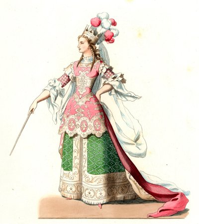 Franse vrouw in balletkostuum door Edmond Lechevallier Chevignard