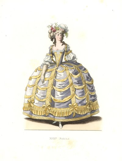 Vrouw in baljurk, Frankrijk door Edmond Lechevallier Chevignard