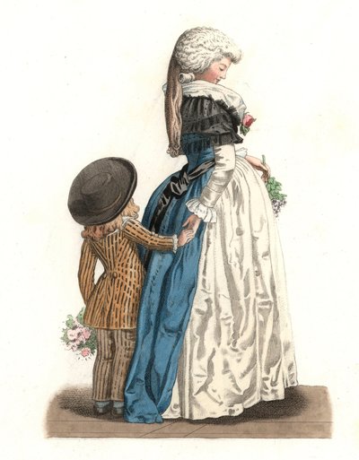 Jonge Franse vrouw met een kleine jongen door Edmond Lechevallier Chevignard