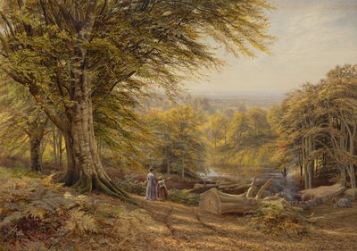 De houtskoolbranders nabij Weybridge, Surrey, 1870 door Edmund George Warren