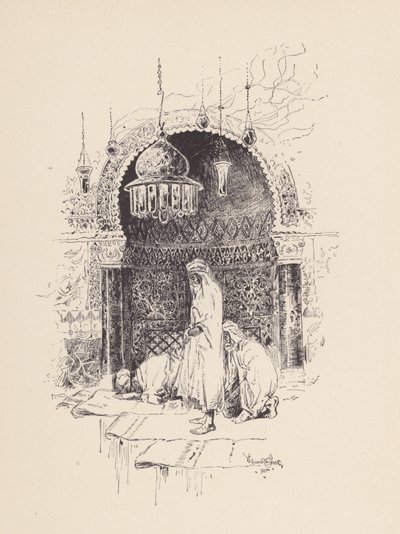 Illustratie voor De avond van St Agnes door John Keats (litho) door Edmund Henry Garrett