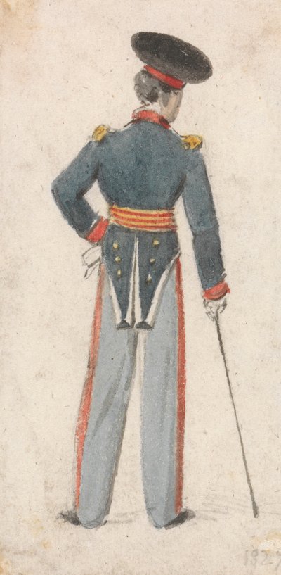 Achteraanzicht van een soldaat door Edmund Thomas Parris