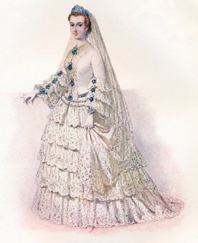 De keizerin Eugénie in haar trouwjurk door Edmund Thomas Parris