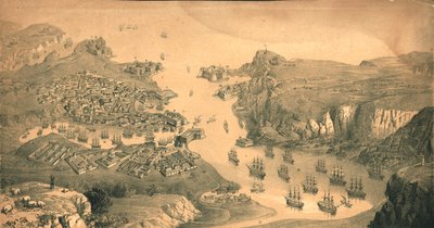 De stad, forten en havens van Sebastopol, 1854 door Edmund Walker
