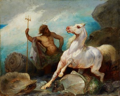 Neptunus creëert het paard, ca. 1845 door Édouard Alexandre Odier