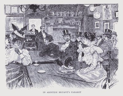 Boheems Parijs: In het cabaret van Aristide Bruant (litho) door Edouard Alfred (1875-1954) Cucuel