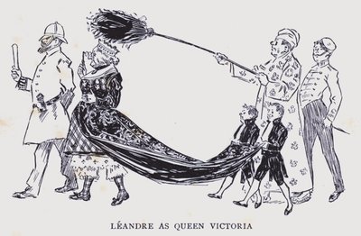 Boheems Parijs: Leandre als koningin Victoria (litho) door Edouard Alfred (1875-1954) Cucuel