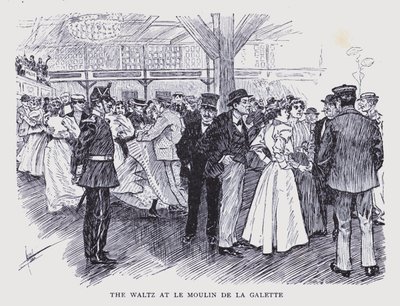 Boheems Parijs: De wals bij Le Moulin de la Galette (litho) door Edouard Alfred (1875-1954) Cucuel