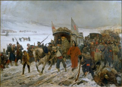 Zwitserse ambulance in de buurt van Les Verrières door Edouard Castres