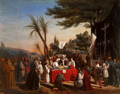 Begrafenis van Godfried van Bouillon in Jeruzalem, 23 juli 1100 door Edouard Cibot