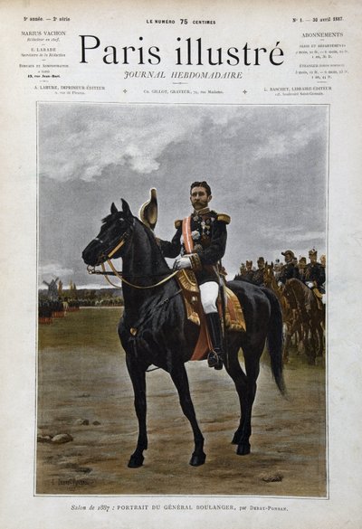 Ruiterportret van generaal Georges Boulanger (1837-1891), politicus na Edouard Debat Ponsan door Edouard Debat Ponsan