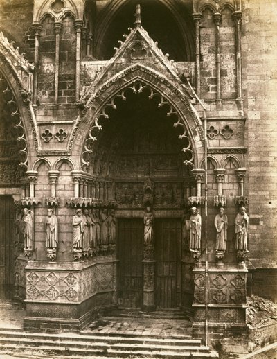 Porte de la Vierge, Amiens Kathedraal, ca. 1856 door Edouard Denis Baldus