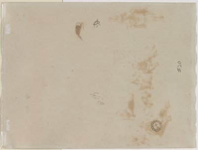 Schets van een man met opgeheven arm en schets van een helm, 1878 door Jean Baptiste Edouard Detaille
