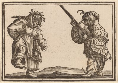 Dansers met luit door Edouard Eckman after Jacques Callot