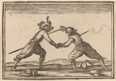 Duel met zwaarden door Edouard Eckman after Jacques Callot