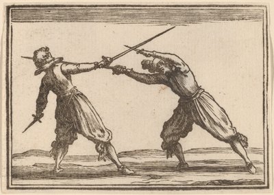 Duel met zwaarden en dolken door Edouard Eckman after Jacques Callot