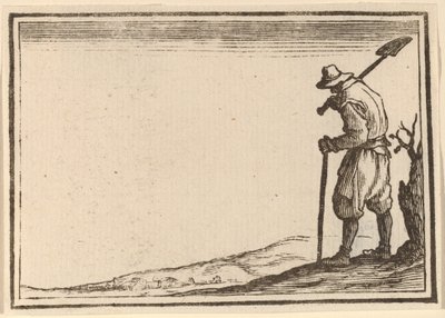 Boer met schop op zijn schouder door Edouard Eckman after Jacques Callot