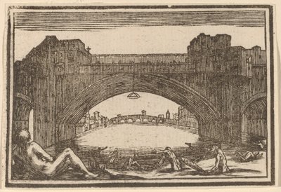 Ponte Vecchio, Florence door Edouard Eckman after Jacques Callot