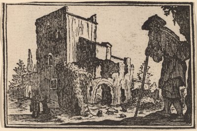 Herder en Ruïnes door Edouard Eckman after Jacques Callot