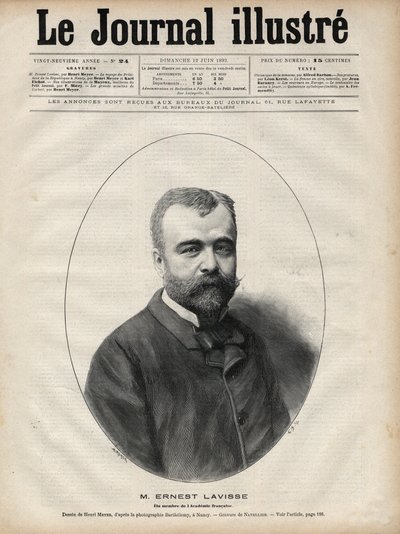 Portret van Ernest Lavisse (1842-1922), Franse historicus en academicus - Gravure door Navellier in 