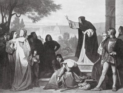 Savonarola predikend door Edouard Jean Conrad (after) Hamman