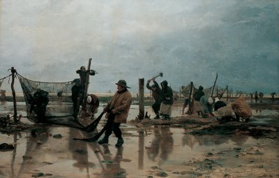 Netten vastmaken, 1885 door Edouard Joseph Dantan