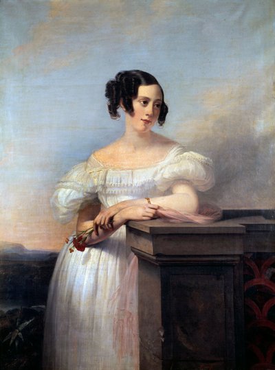 Portret van een meisje met de anjer door Edouard Louis Dubufe