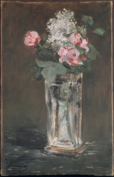 Bloemen in een kristallen vaas door Édouard Manet