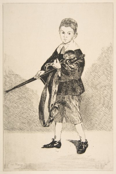 Jongen met een zwaard, naar links gedraaid door Édouard Manet