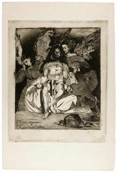 Dode Christus met engelen door Édouard Manet