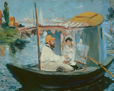 Monet in zijn Drijvende Studio door Édouard Manet