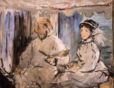 Monet in zijn atelier door Edouard Manet