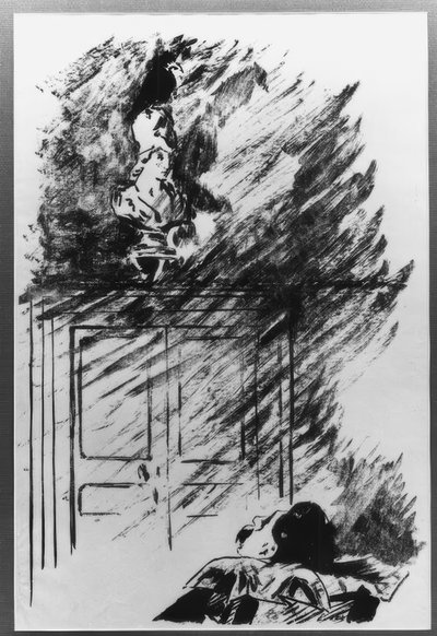 Ga zitten op de Pallas-buste... door Édouard Manet