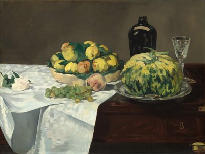 Stilleven met Meloen en Perziken, c. 1866 door Édouard Manet
