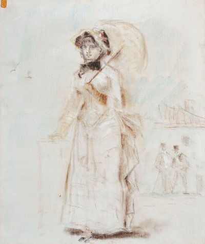 Vrouw Wandelend met Open Paraplu, 1880 door Édouard Manet