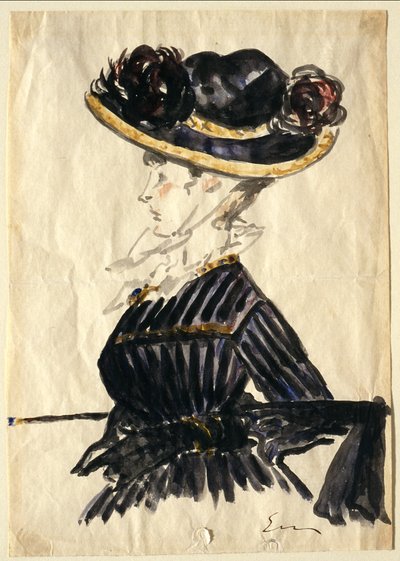 Vrouw met grote hoed door Édouard Manet