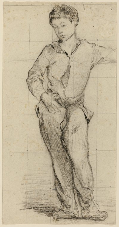 Jonge man staand (Léon Leenhoff) (recto); Schets van staande jongen (verso) door Édouard Manet