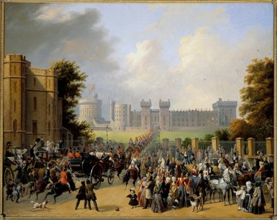 Aankomst van Lodewijk Filips I (1773-1850) bij het Kasteel van Windsor 8/10/1844 door Edouard Pingret