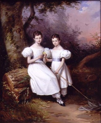 Portret van Twee Kinderen door Edouard Pingret
